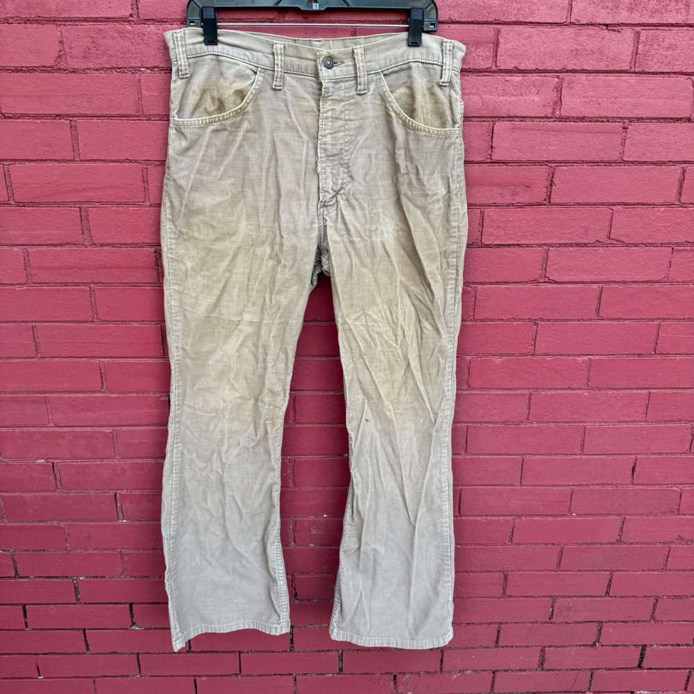 Vintage 70s Levi Strauss Corduroy Pants Men Tan Straight Leg Casual‎ Size 34x30